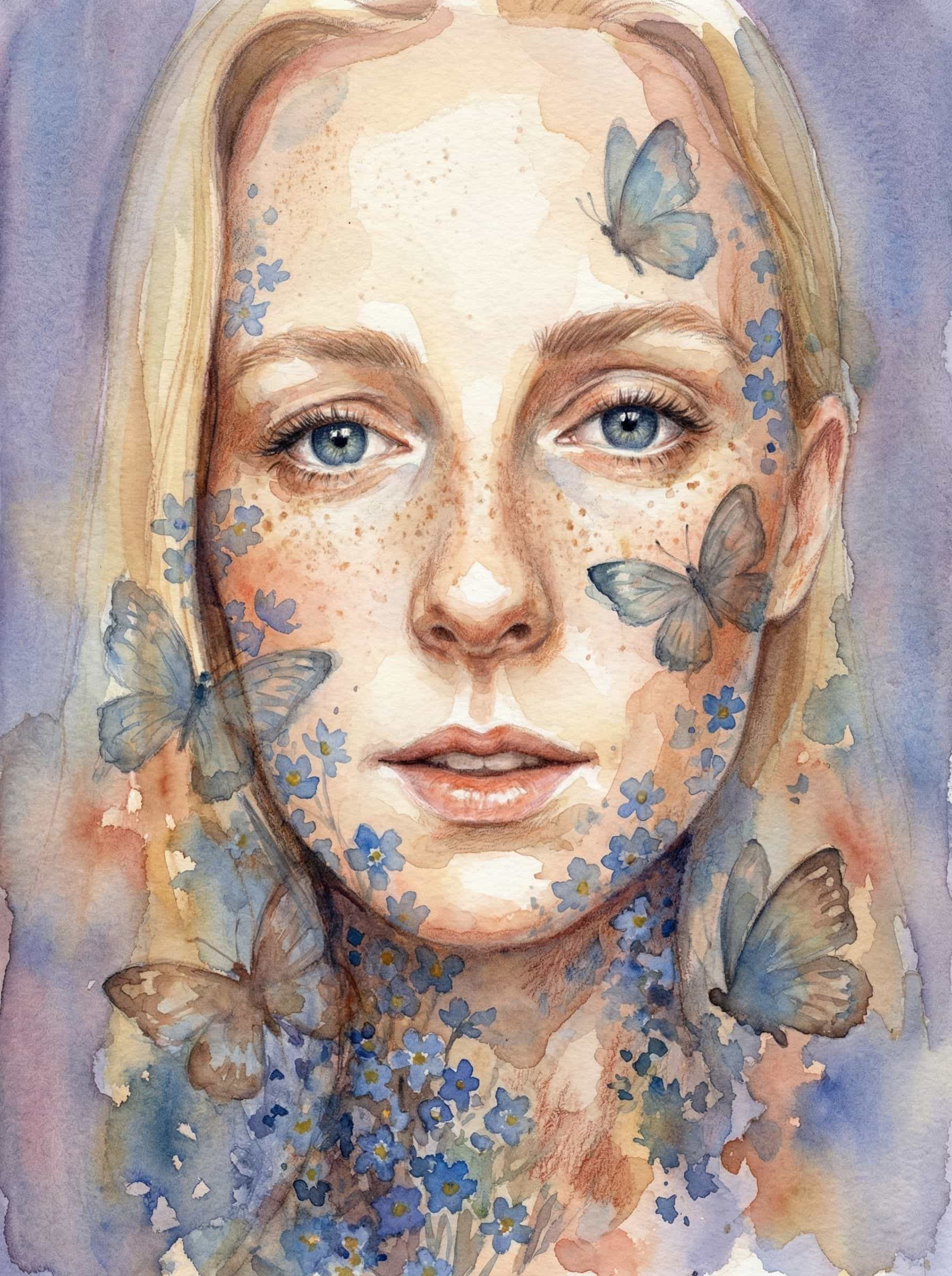 Image in the art style: butterfly portrait.