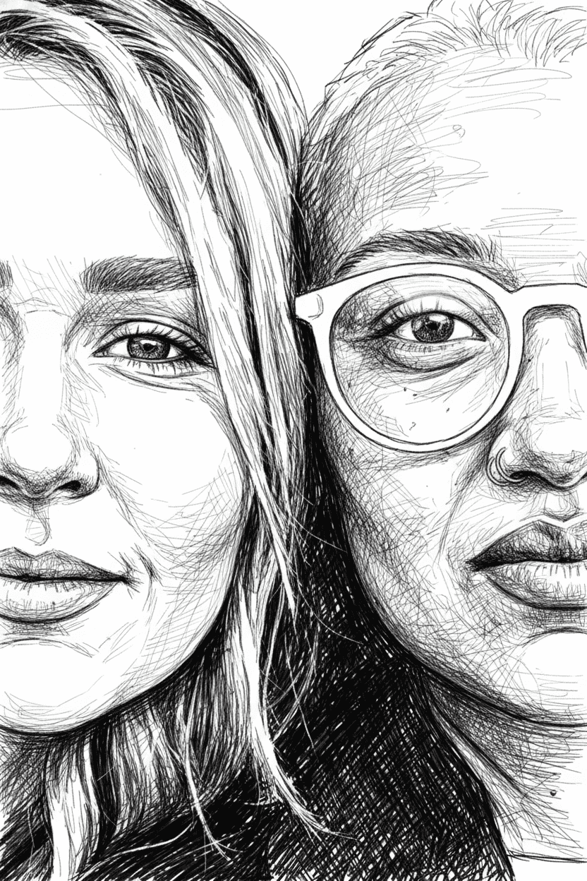 Style transfer with cross-hatching portrait