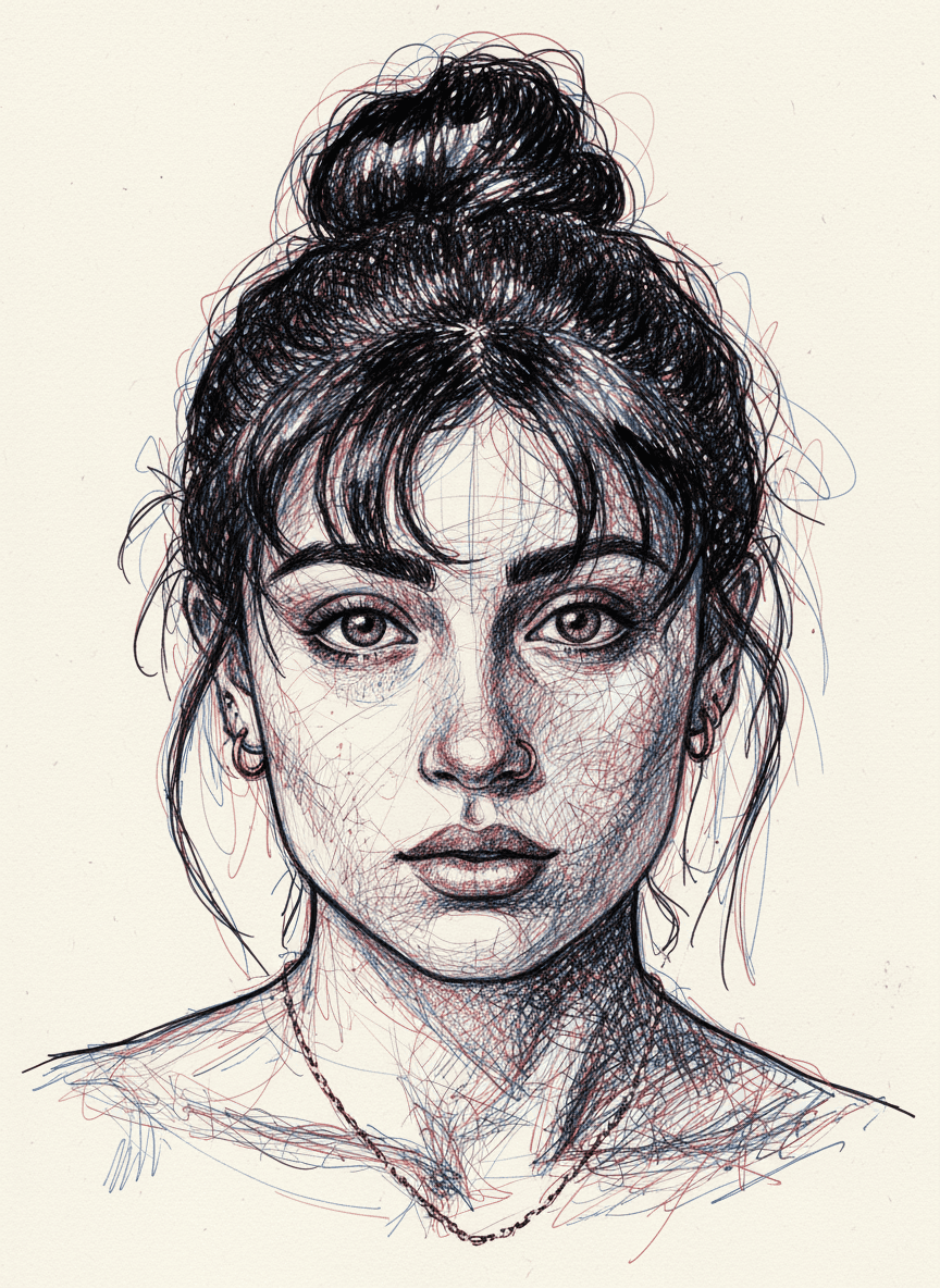 Style transfer with cross-hatching portrait