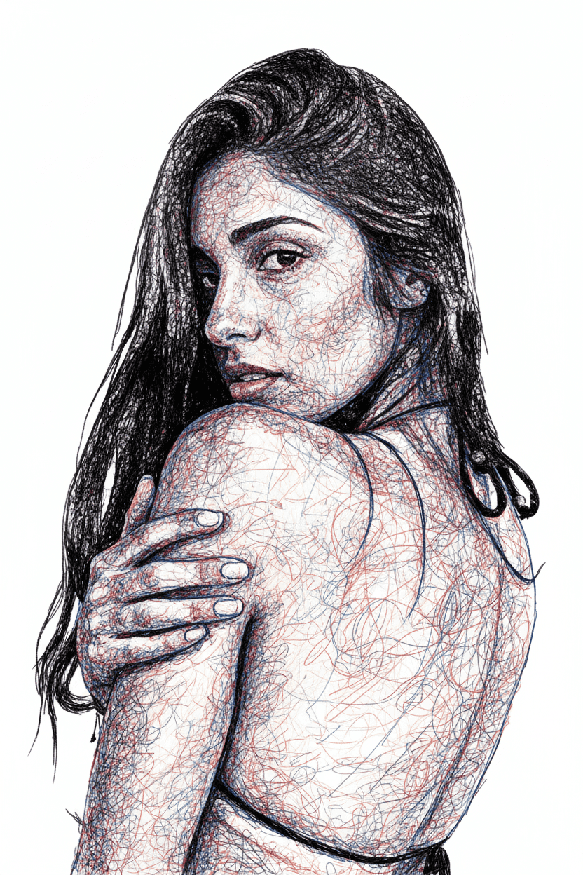 Style transfer with cross-hatching portrait