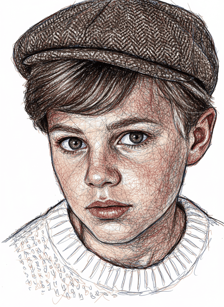 Style transfer with cross-hatching portrait