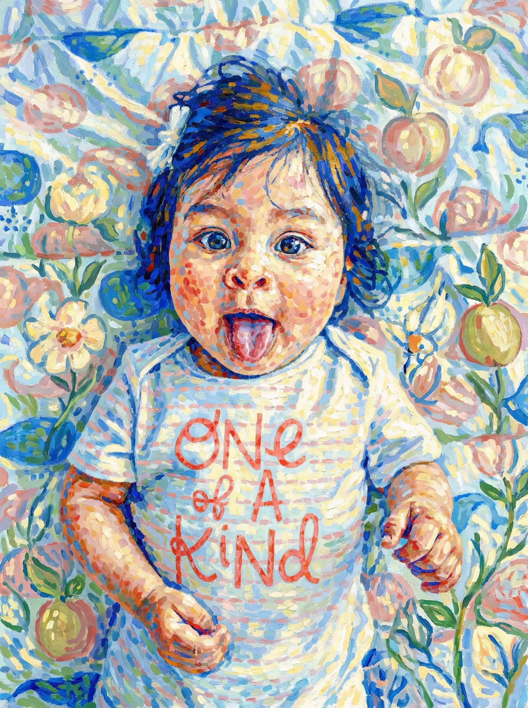 Image in the art style: pointillism.