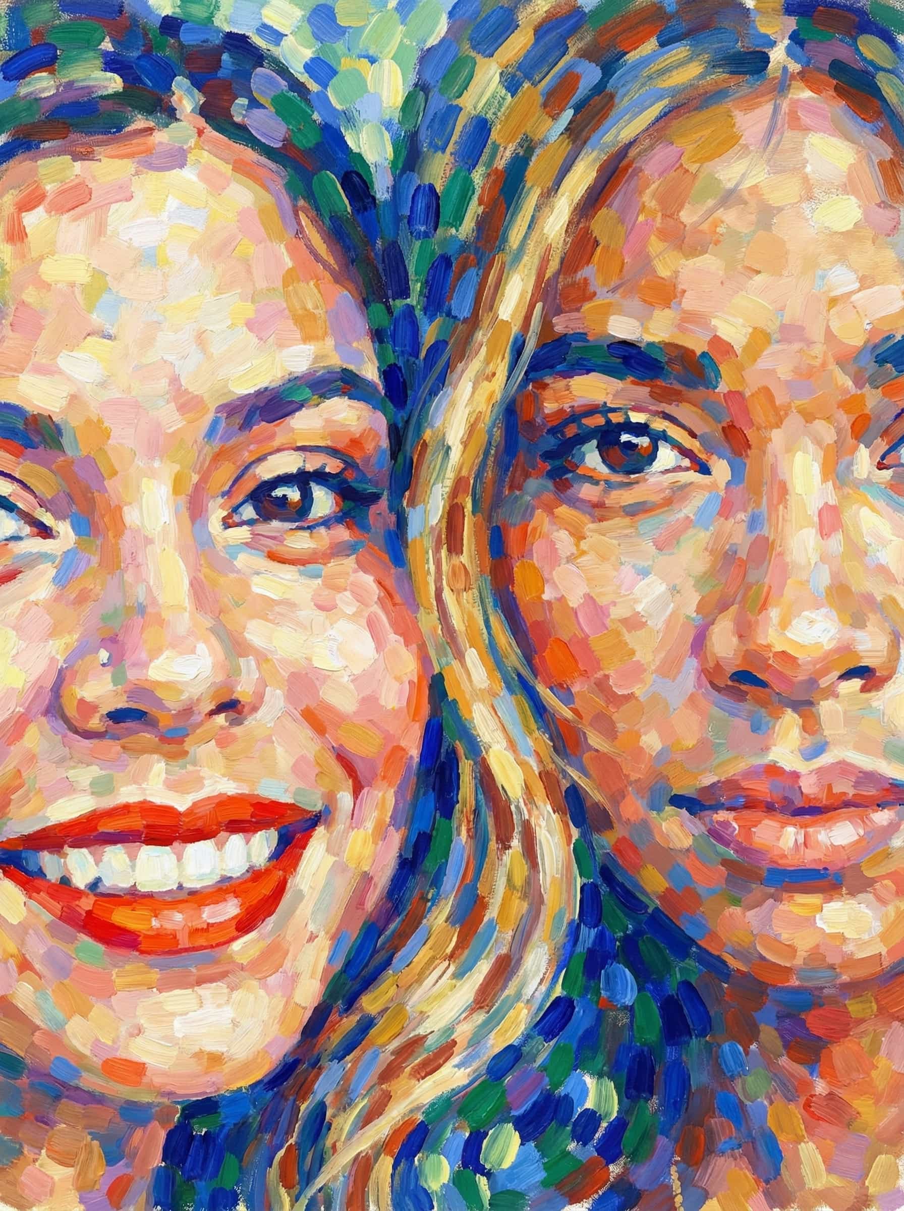 Image in the art style: pointillism.