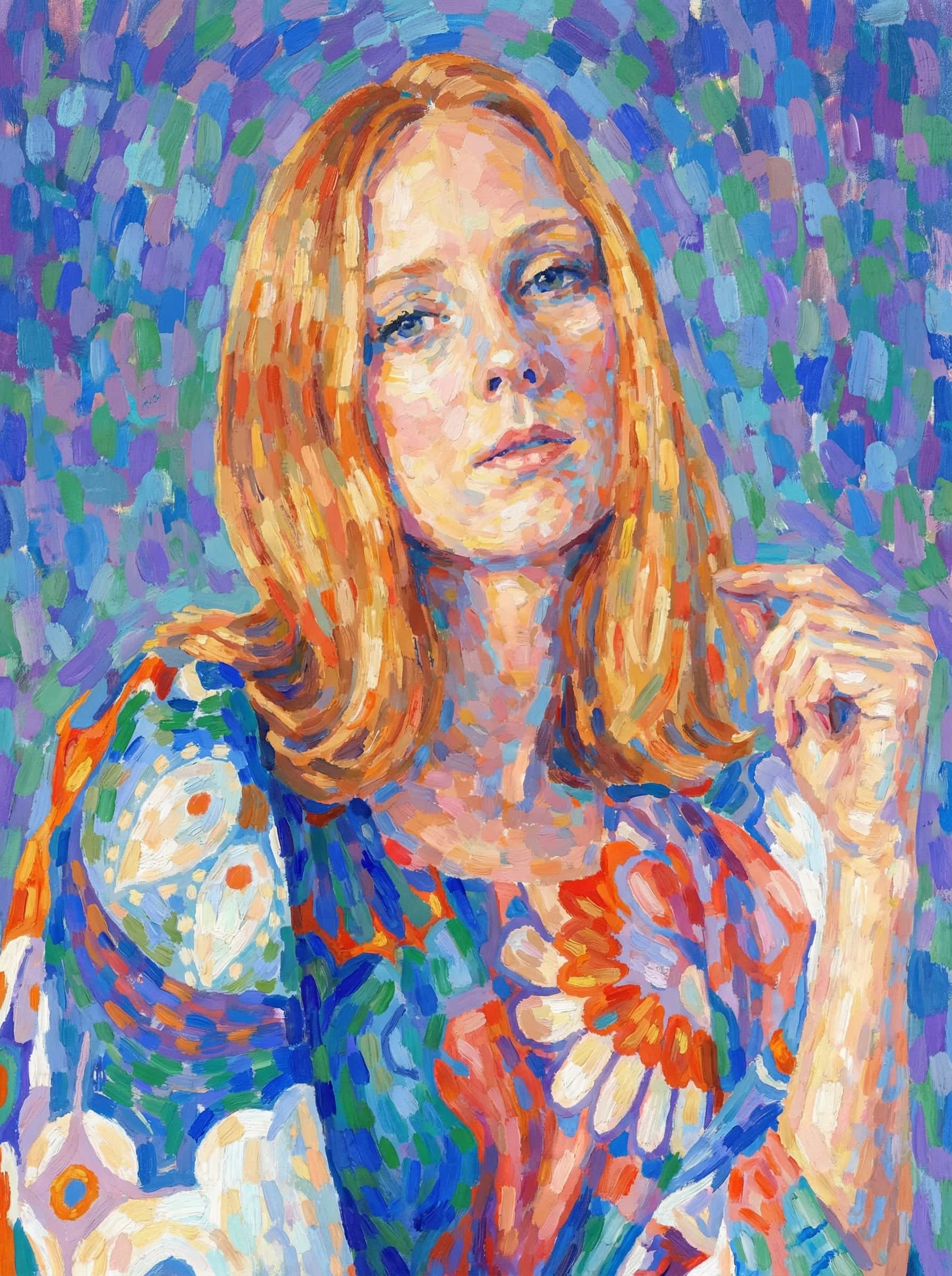 Image in the art style: pointillism.