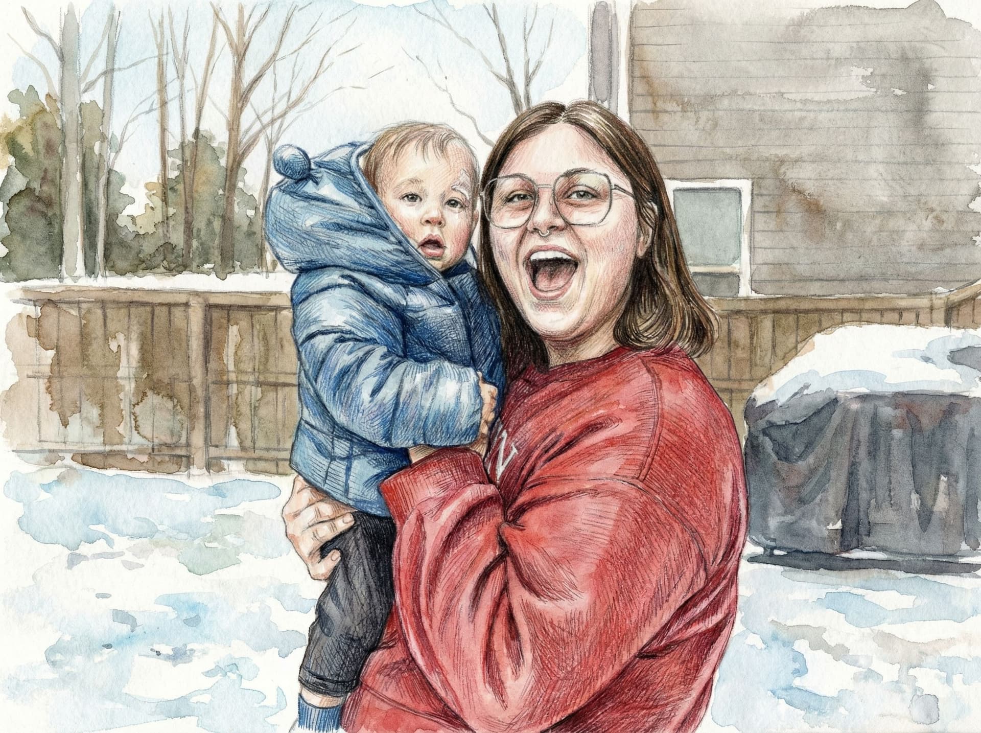 Transform the input portrait into a highly refined watercolor and colored-pencil hybrid painting.
