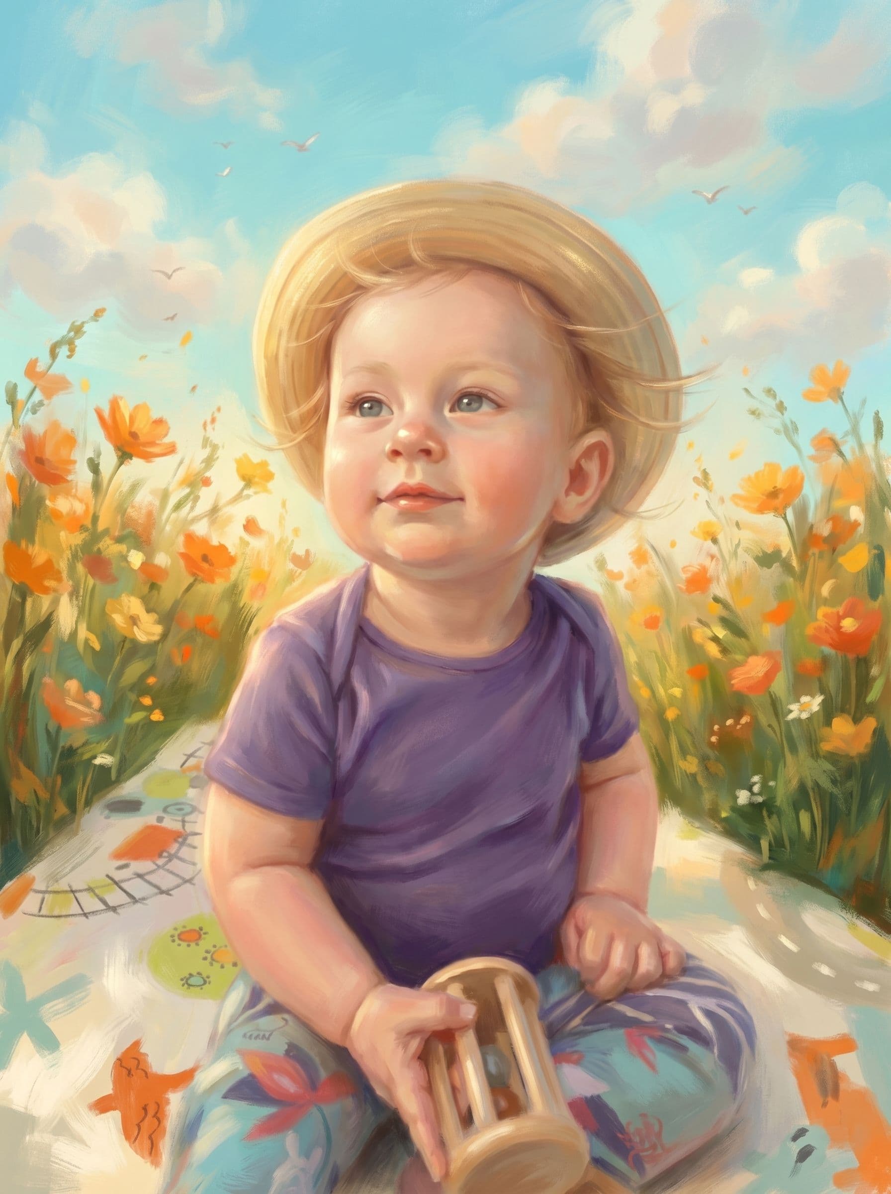 Image in the art style: summer field painting.