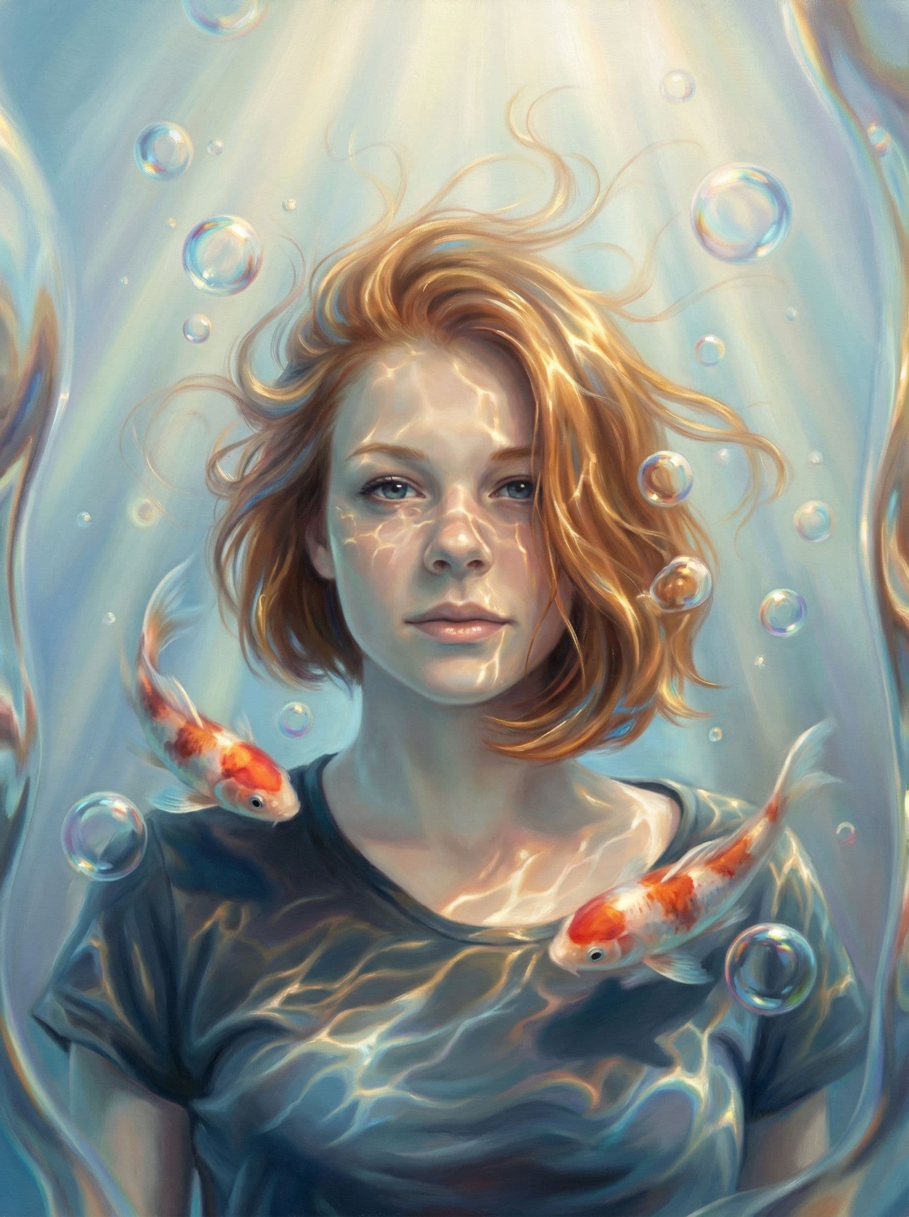 Image in the art style: serene surreal portrait.