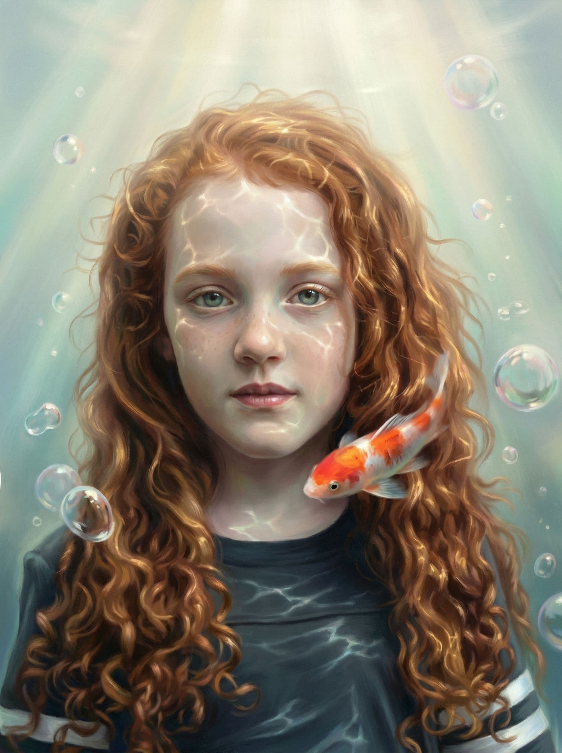Image in the art style: serene surreal portrait.