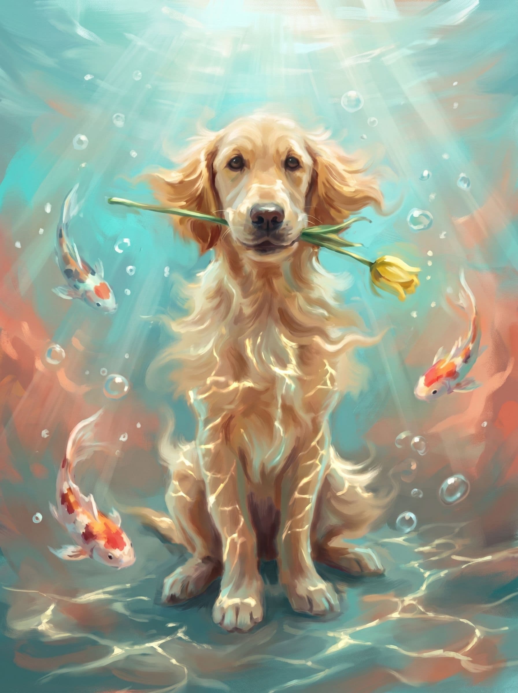 Image in the art style: underwater surreal portrait.