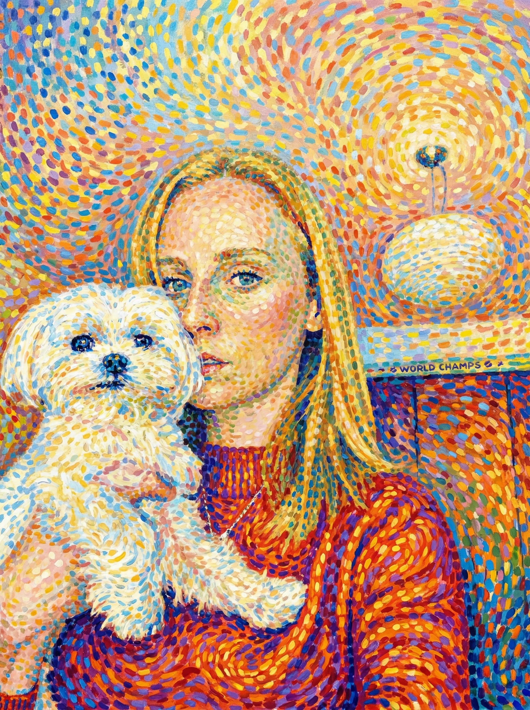 Transform this image into an artwork inspired by early Henri Matisse, blending vibrant, expressive Fauvist colors with Pointillist-like dashes and Divisionist texture. Render the scene with dots that emphasize emotion and fantasy over realism. 
        Use shimmering, pointillist strokes and scattered color dashes to create a dreamlike, luxurious atmosphere inspired by Baudelaire’s themes of leisure, calm, and sensual pleasure. Prioritize imaginative color harmonies, sensual warmth, and a lightly abstract, luminous quality that anticipates
         Fauvism while maintaining a Divisionist surface. Transform the provided image according to the style description. Return ONLY the image.