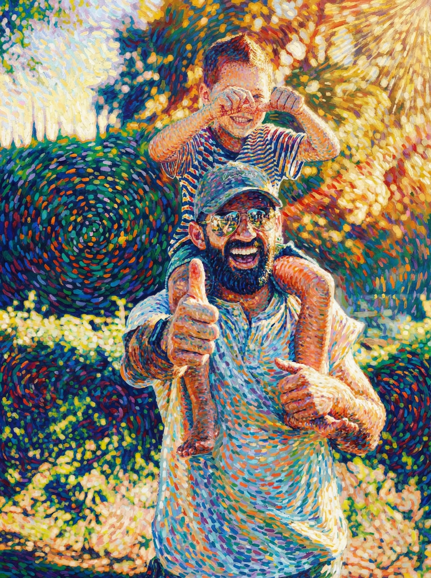 Transform this image into an artwork inspired by early Henri Matisse, blending vibrant, expressive Fauvist colors with Pointillist-like dashes and Divisionist texture. Render the scene with dots that emphasize emotion and fantasy over realism. 
        Use shimmering, pointillist strokes and scattered color dashes to create a dreamlike, luxurious atmosphere inspired by Baudelaire’s themes of leisure, calm, and sensual pleasure. Prioritize imaginative color harmonies, sensual warmth, and a lightly abstract, luminous quality that anticipates
         Fauvism while maintaining a Divisionist surface. Transform the provided image according to the style description. Return ONLY the image.