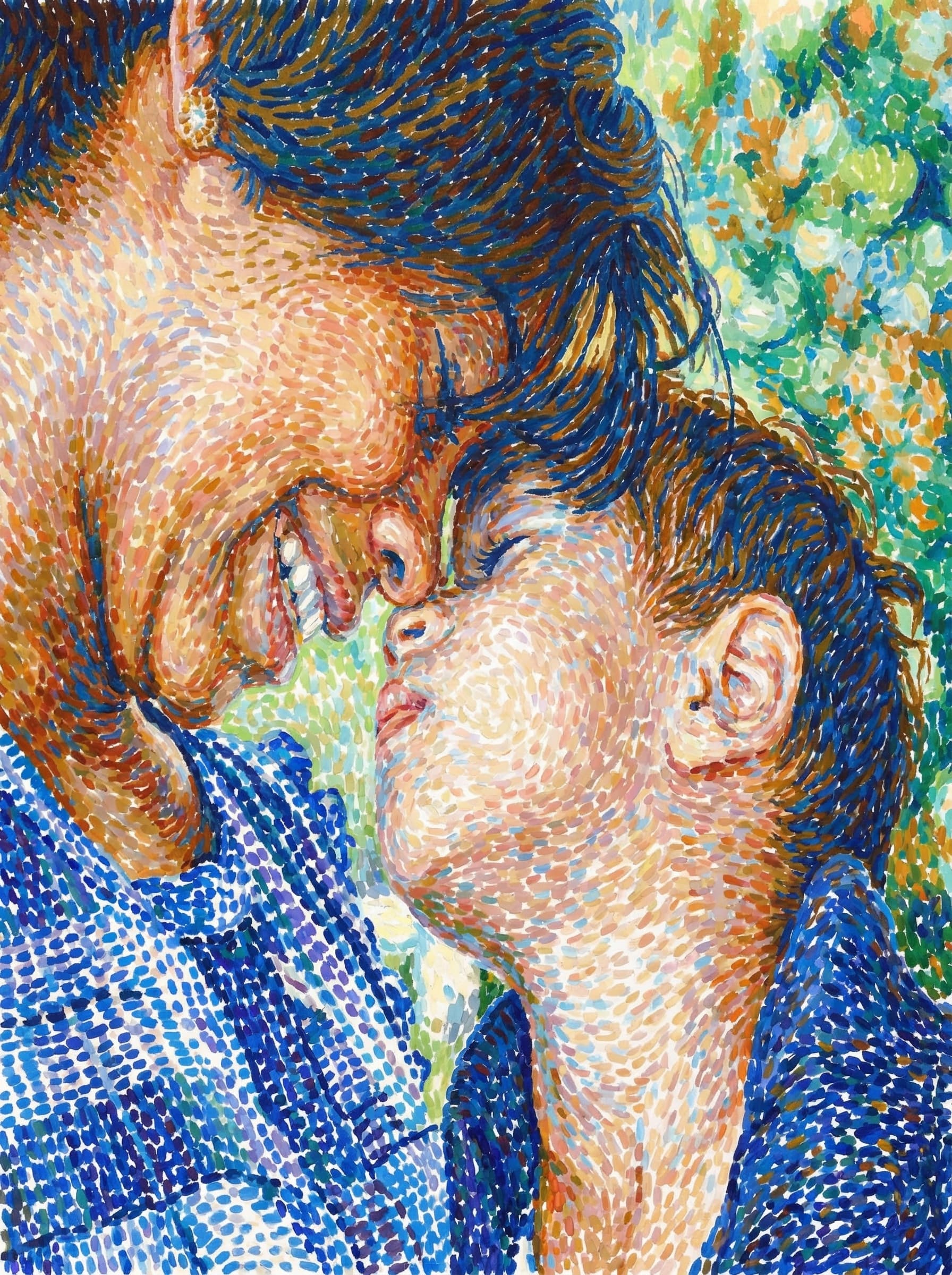 Image in the art style: pointillism.