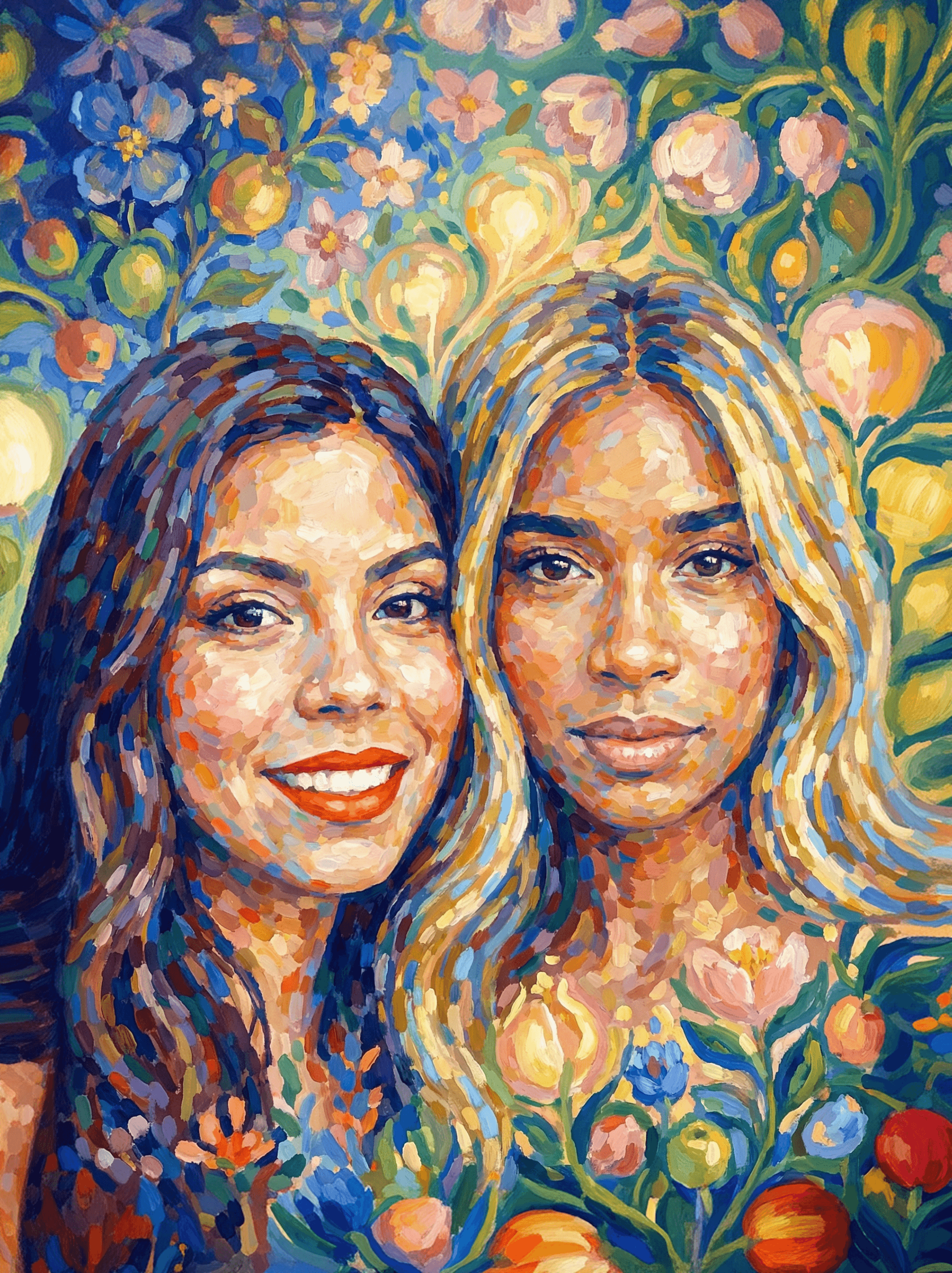 Image in the art style: pointillism.