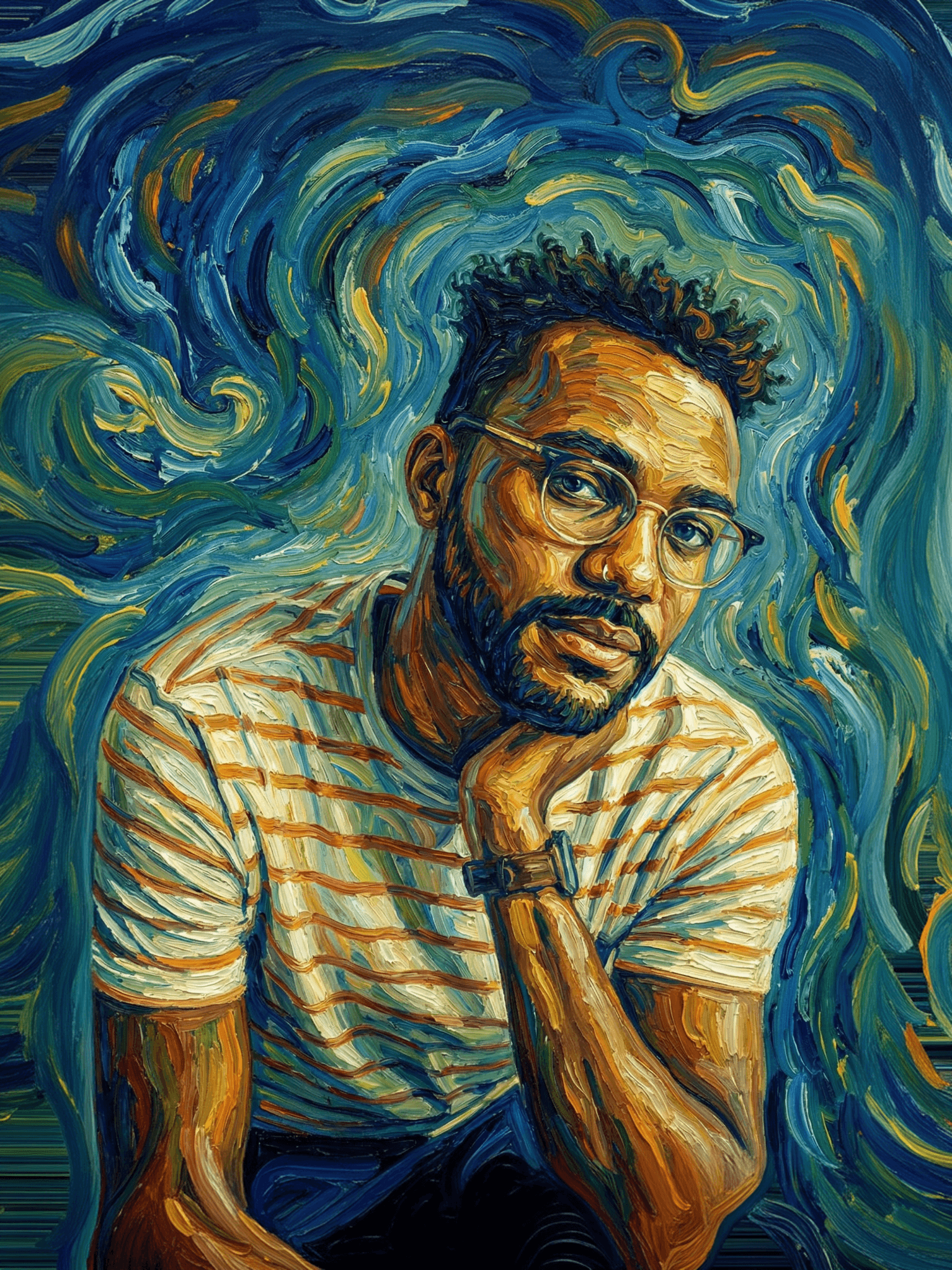 Image in the art style: van gogh.