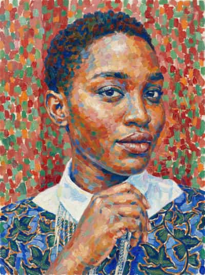 Image in the art style: pointillism.