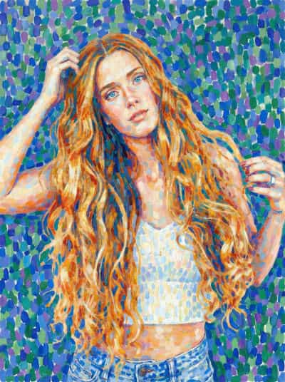 Image in the art style: pointillism.