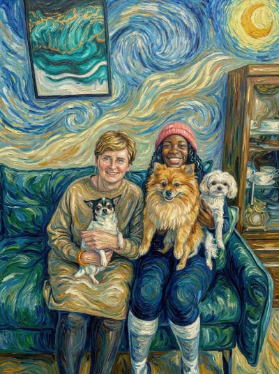 Image in the art style: van gogh.