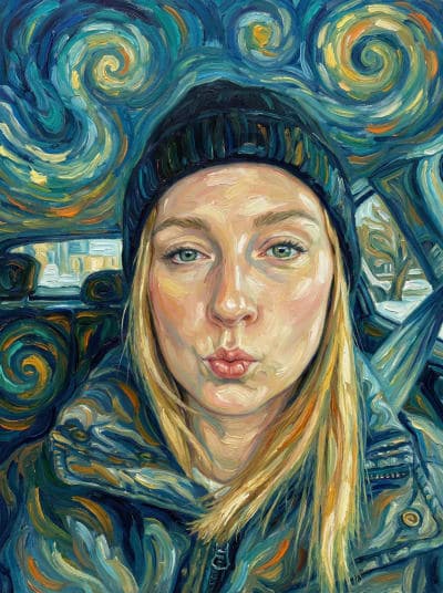 Image in the art style: van gogh.