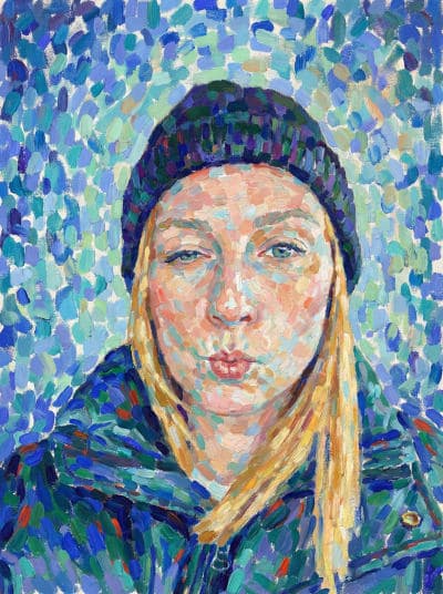 Image in the art style: pointillism.