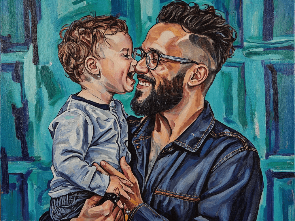 Create a heartwarming painting on canvas that capt...