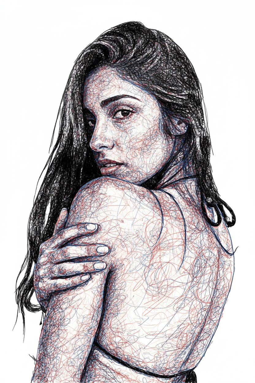 Style transfer with cross-hatching portrait