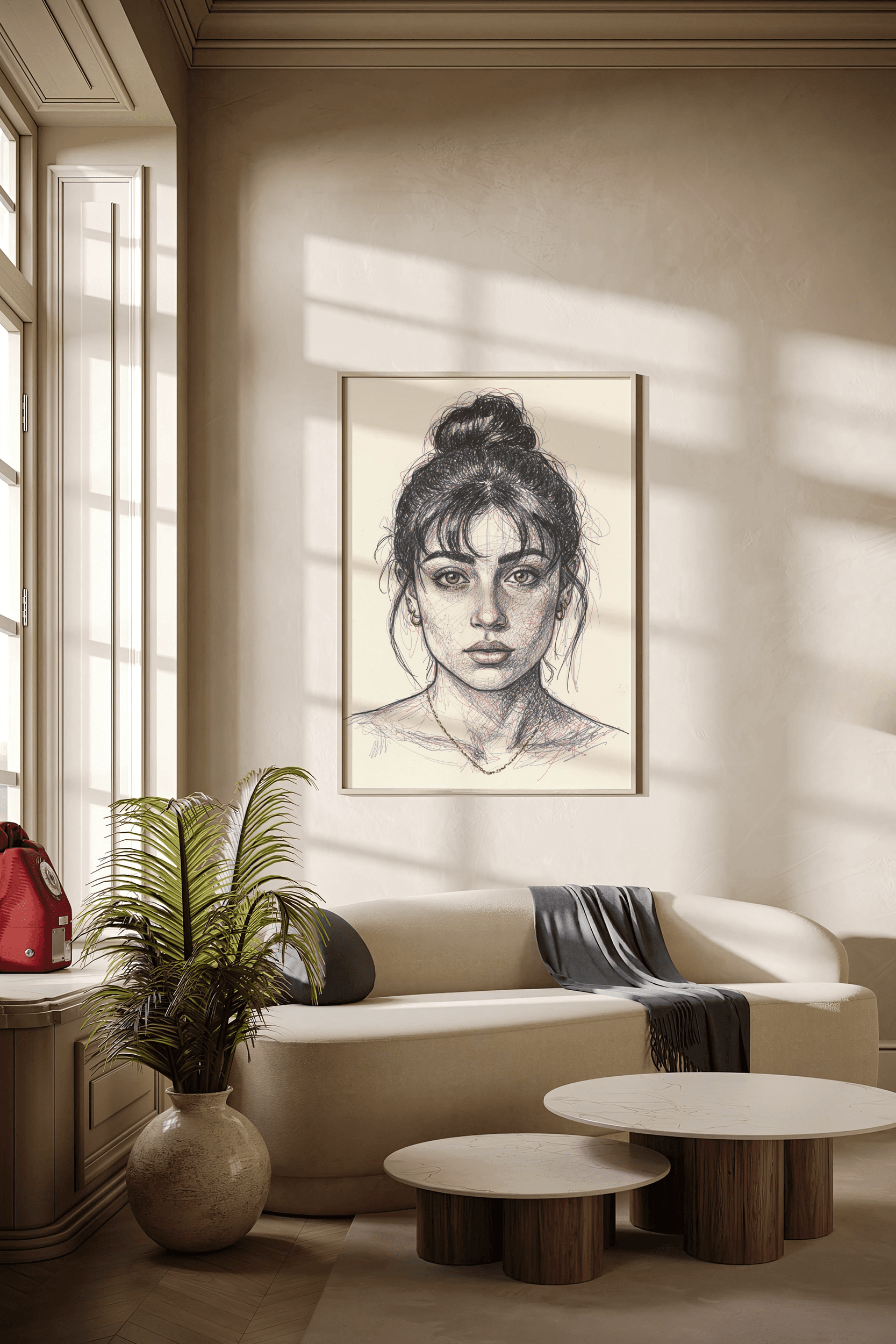 Style transfer with cross-hatching portrait