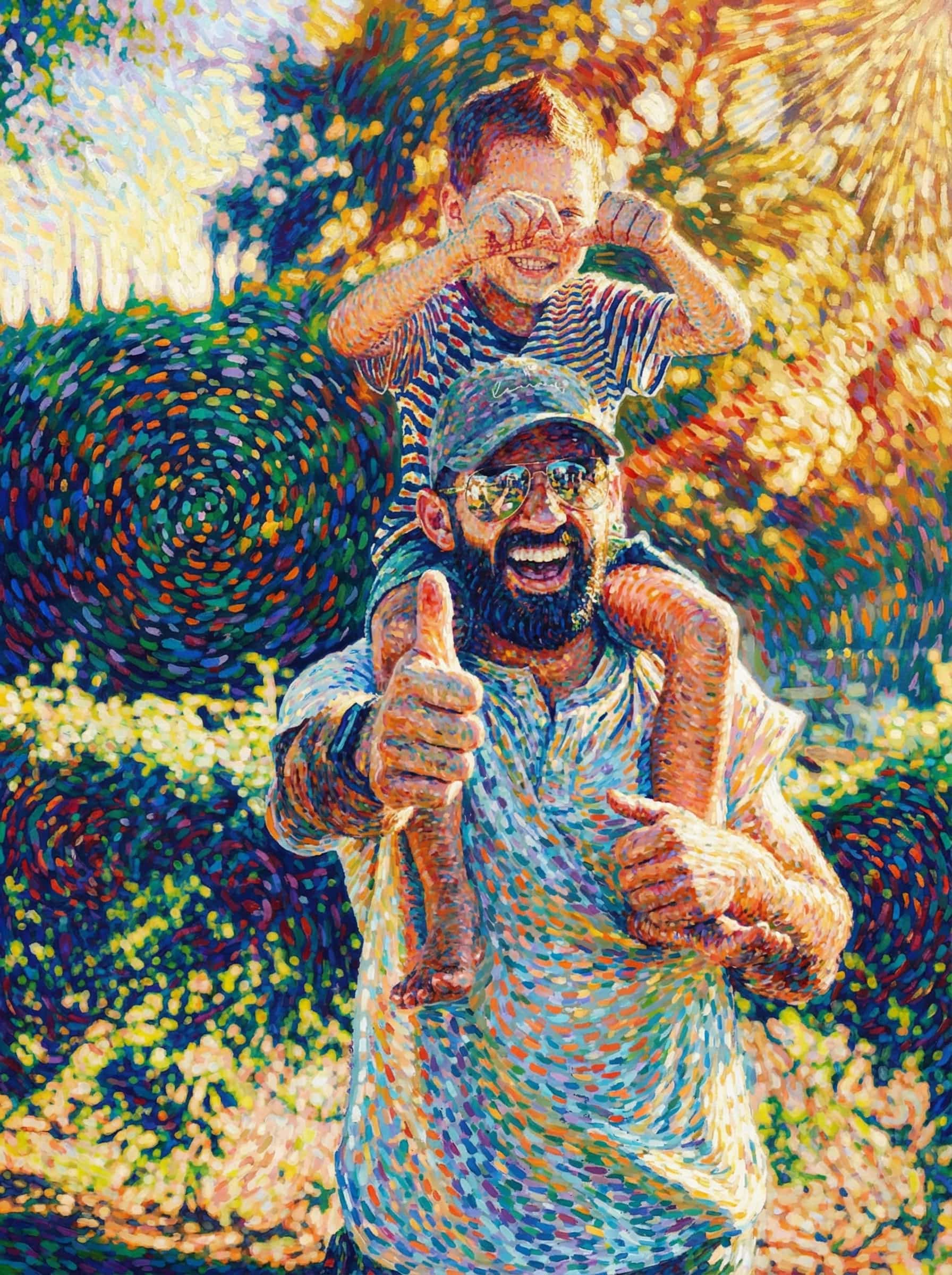 Transform this image into an artwork inspired by early Henri Matisse, blending vibrant, expressive Fauvist colors with Pointillist-like dashes and Divisionist texture. Render the scene with dots that emphasize emotion and fantasy over realism.
Use shimmering, pointillist strokes and scattered color dashes to create a dreamlike, luxurious atmosphere inspired by Baudelaire’s themes of leisure, calm, and sensual pleasure. Prioritize imaginative color harmonies, sensual warmth, and a lightly abstract, luminous quality that anticipates
Fauvism while maintaining a Divisionist surface. Transform the provided image according to the style description. Return ONLY the image.