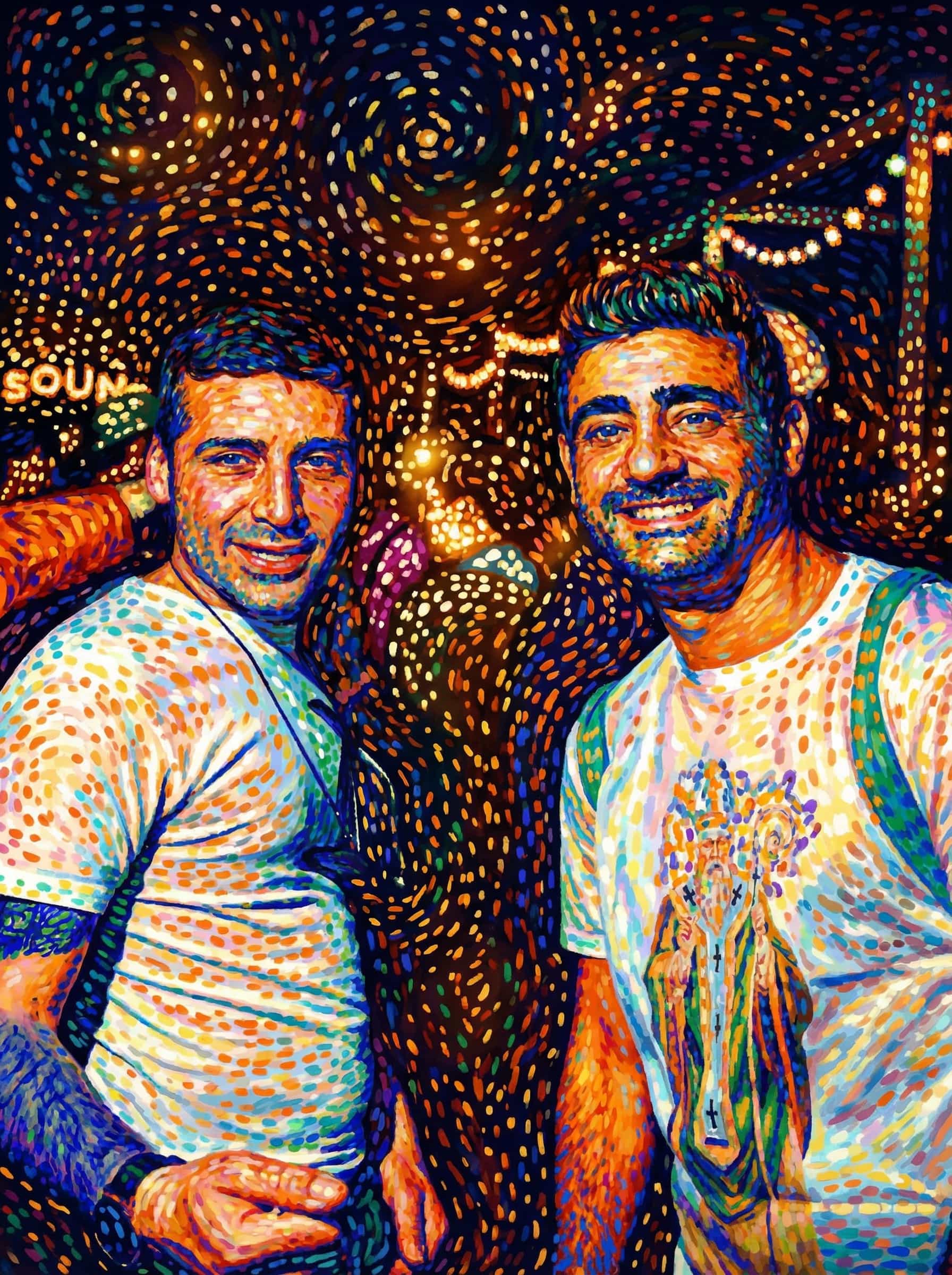 Transform this image into an artwork inspired by early Henri Matisse, blending vibrant, expressive Fauvist colors with Pointillist-like dashes and Divisionist texture. Render the scene with dots that emphasize emotion and fantasy over realism.
Use shimmering, pointillist strokes and scattered color dashes to create a dreamlike, luxurious atmosphere inspired by Baudelaire’s themes of leisure, calm, and sensual pleasure. Prioritize imaginative color harmonies, sensual warmth, and a lightly abstract, luminous quality that anticipates
Fauvism while maintaining a Divisionist surface. Transform the provided image according to the style description. Return ONLY the image.