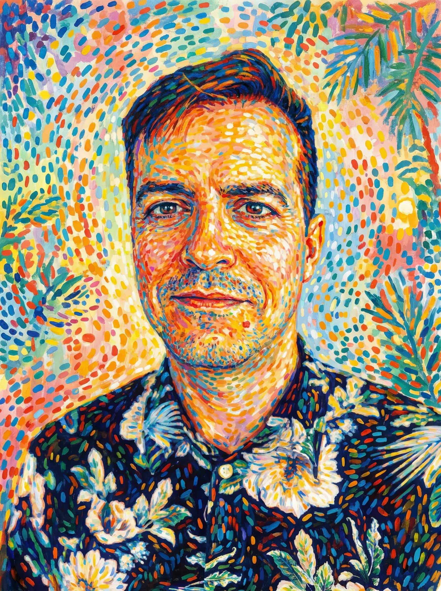 Transform this image into an artwork inspired by early Henri Matisse, blending vibrant, expressive Fauvist colors with Pointillist-like dashes and Divisionist texture. Render the scene with dots that emphasize emotion and fantasy over realism.
Use shimmering, pointillist strokes and scattered color dashes to create a dreamlike, luxurious atmosphere inspired by Baudelaire’s themes of leisure, calm, and sensual pleasure. Prioritize imaginative color harmonies, sensual warmth, and a lightly abstract, luminous quality that anticipates
Fauvism while maintaining a Divisionist surface. Transform the provided image according to the style description. Return ONLY the image.