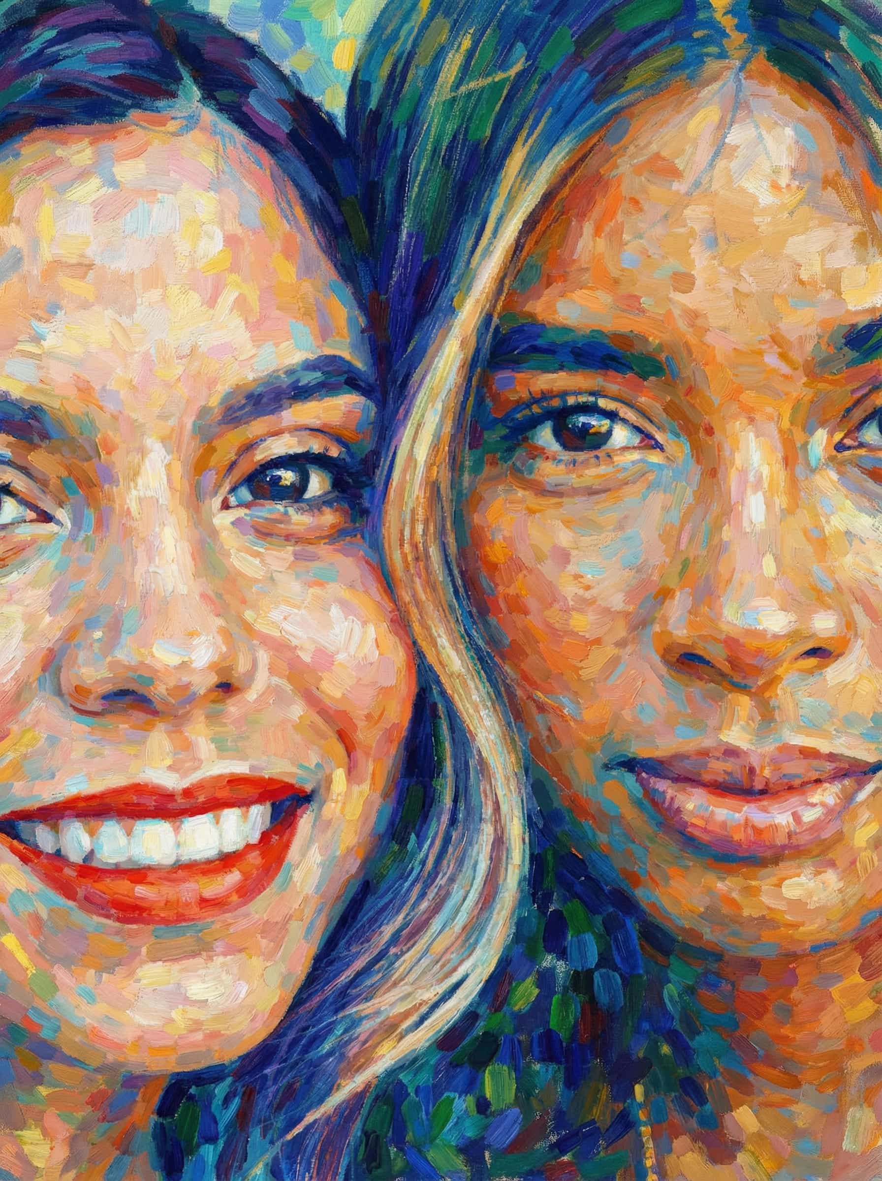 Image in the art style: pointillism.