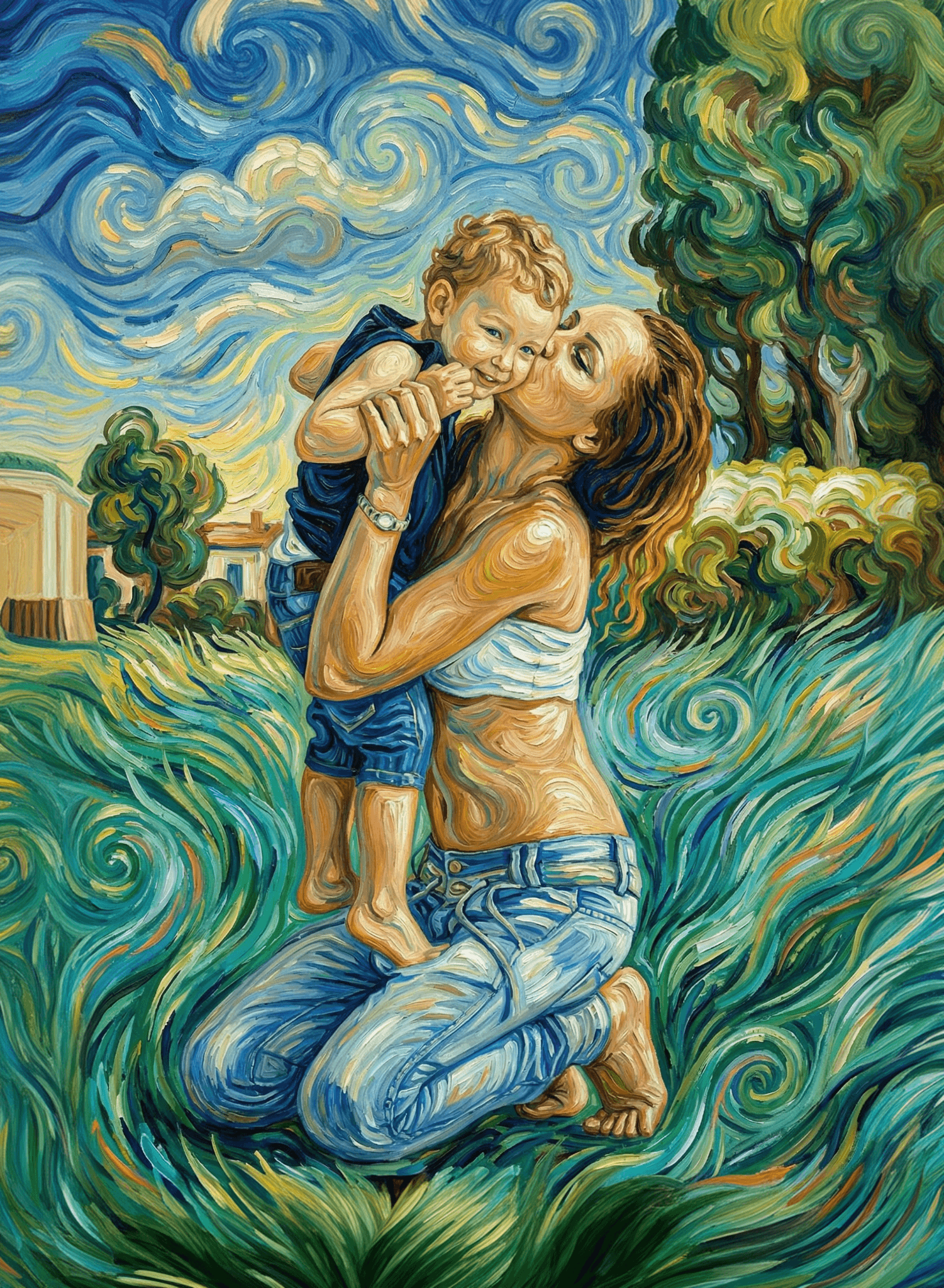 Image in the art style: van gogh.